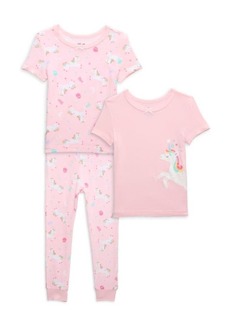 Little Me Little Girl's 3-Piece Unicorn Pajama Set