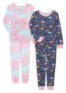 Little Me ​Little Girl's 4-Piece Dino Pajama Set