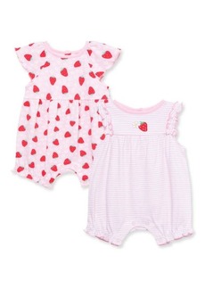 Little Me 2-Pack Strawberry Cotton Rompers