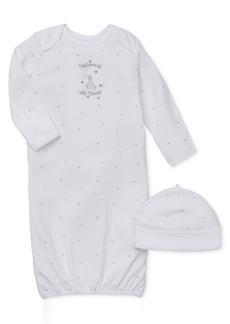 Little Me Baby Boys or Baby Girls Welcome To The World Gown and Hat, 2 Piece Set - White