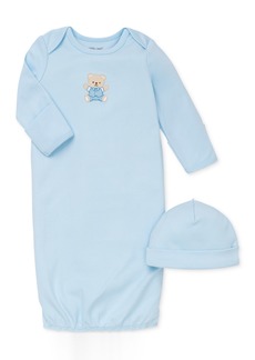 Little Me Baby Boys Cute Bear Hat and Gown, 2 Piece Set - Light Blue