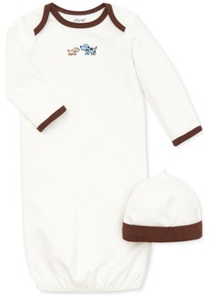 Little Me Baby Boys Cute Puppies Gown and Hat, 2 Piece Set - White Print