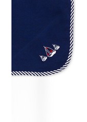 Little Me Baby Boys Sailboat And Stripe Trim Blanket - Navy