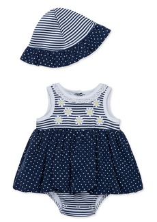 Little Me Baby Girls Daisies Popover with Hat - Blue