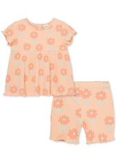 Little Me Baby Girls Floral Knit Top and Shorts, 2 Piece Set