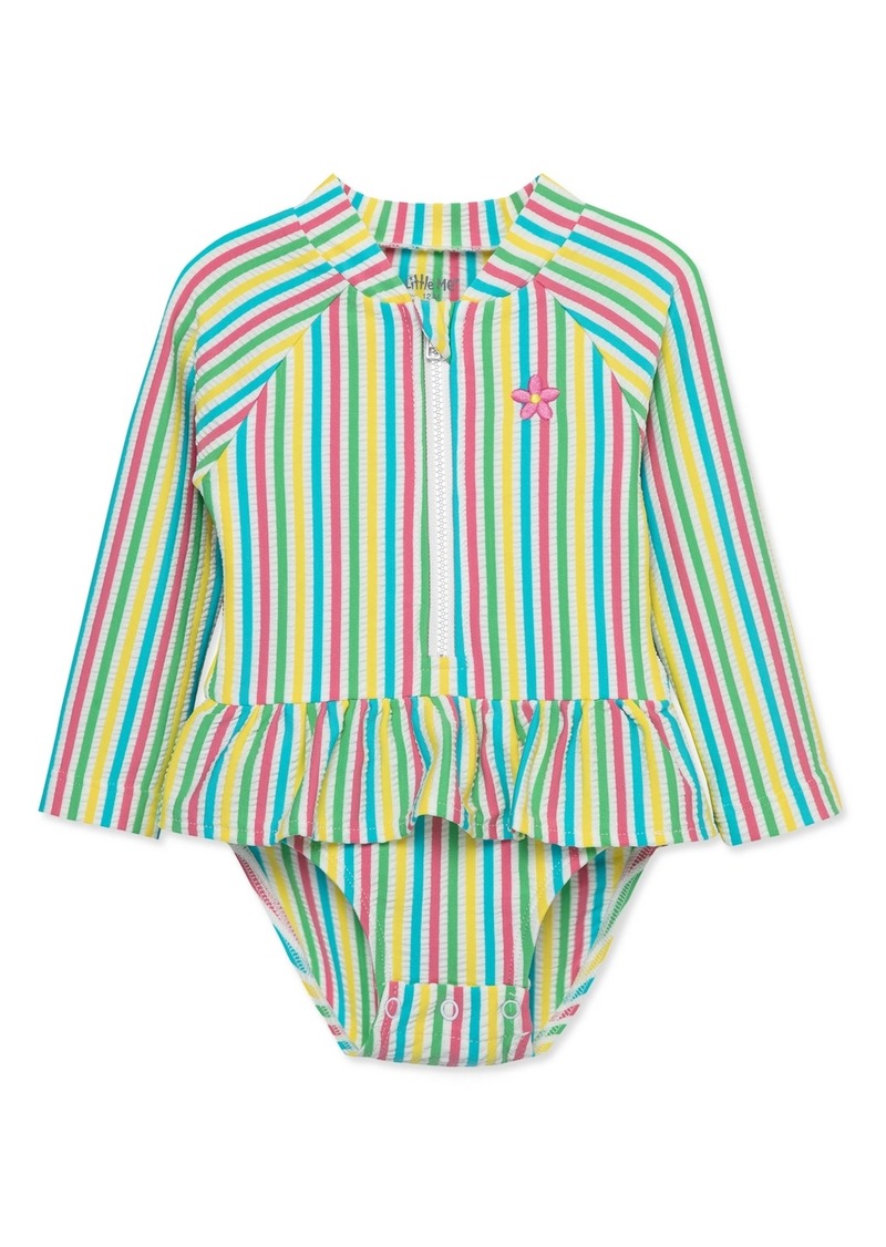 Little Me Baby Girls Rainbow Stripe Rash Guard 1-Piece Swimsuit - Multi