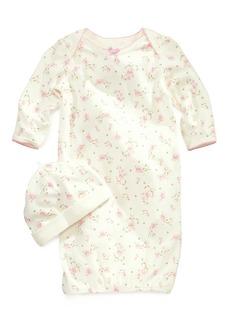 Little Me Baby Girls Vintage Rose Print Gown and Beanie, 2 Piece Set - Ivory