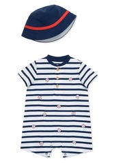 Little Me Baseball Cotton Romper & Sunhat