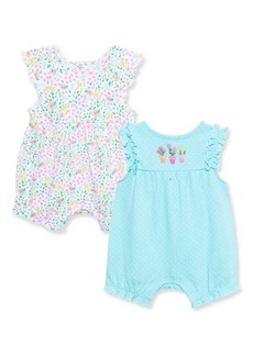 Little Me Garden Assorted 2-Pack Cotton Rompers