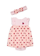 Little Me Girls' Ladybug Stripe Dress & Headband Set - Baby