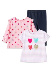 Little Me Heart Short Sleeve T-Shirt, Long Sleeve T-Shirt & Jeggings Set (Baby)