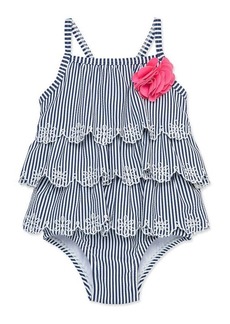 Little Me Kids' Tiered Ruffle Stripe One-Piece Swimsuit