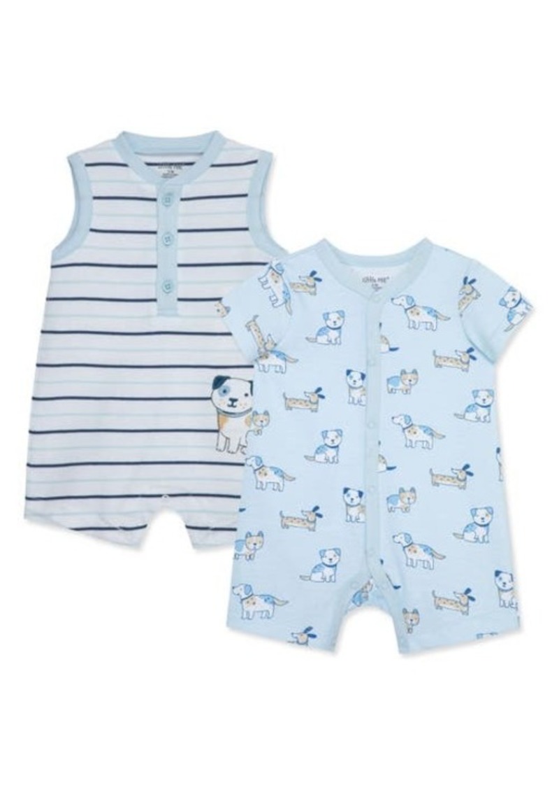 Little Me Puppies Assorted 2-Pack Cotton Rompers