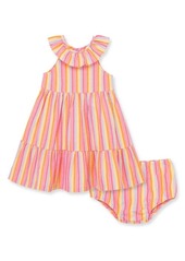 Little Me Stripe Ruffle Cotton Sundress & Bloomers
