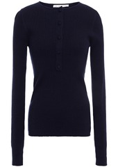 Live The Process Woman Ribbed Stretch-knit Top Midnight Blue