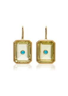 Lizzie Fortunato - Tile Turquoise; Crystal Gold-Plated Earrings - Gold - OS - Moda Operandi - Gifts For Her