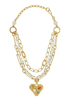 Lizzie Fortunato - Treasure Trove Gold-Pleated Multi-Gem Pendant Necklace - Gold - OS - Moda Operandi - Gifts For Her