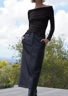 LnA Aliya Stretch Jersey Foldover Top In Black