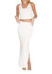 LnA Steph Ribbed Skirt In White