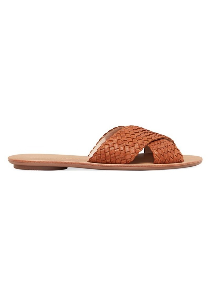 Claudie Woven Leather Crossed Plank Slides