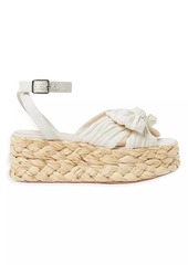 Loeffler Randall Gaby 70MM Bow-Detailed Raffia Flatform Espadrille Sandals