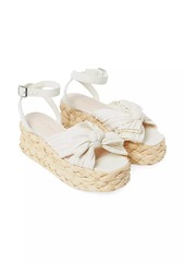 Loeffler Randall Gaby 70MM Bow-Detailed Raffia Flatform Espadrille Sandals