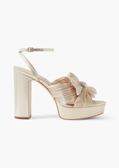 Loeffler Randall - Natalia bow-embellished plissé-lamé platform sandals - Pink - US 5