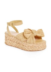 Loeffler Randall Gaby Pleated Bow Braided Raffia Platform Sandal