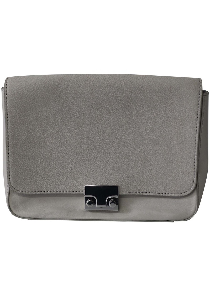 Loeffler Randall Lock Flap Handbag with Metal Chain in Grey Leather