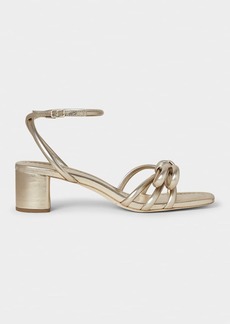 Loeffler Randall Mikel Metallic Bow Ankle-Strap Sandals