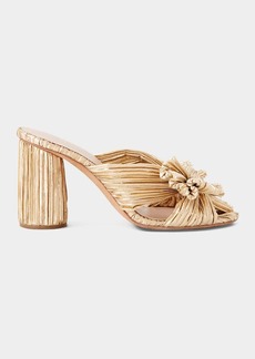 Loeffler Randall Penny Pleated Metallic Slide Sandals