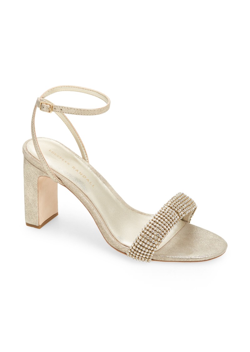 Loeffler Randall Shay Crystal Embellished Ankle Strap Sandal in Cappuccino at Nordstrom Rack