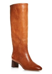 Loeffler Randall Women's Gia Pointed Toe Knee-High Leather Mid-Heel Boots