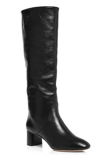 Loeffler Randall Women's Gia Pointed Toe Knee-High Leather Mid-Heel Boots