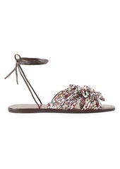 Loeffler Randall Peony Ankle-Wrap Knotted Floral Sandals