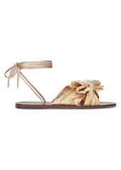Loeffler Randall Peony Ankle-Wrap Knotted Metallic Sandals