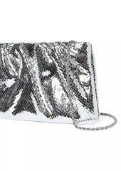 Loeffler Randall Serena Snake-Embossed Gathered Leather Clutch