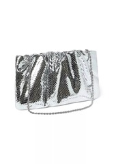 Loeffler Randall Serena Snake-Embossed Gathered Leather Clutch