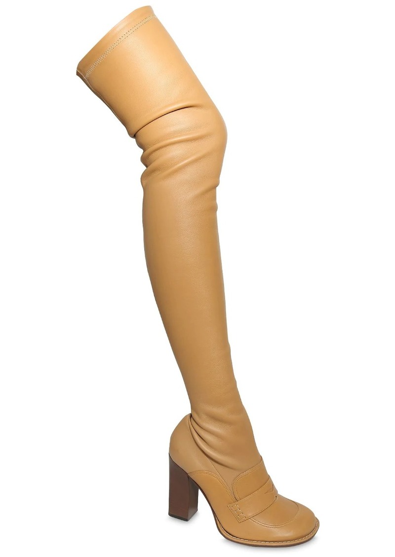 stretch leather over the knee boots