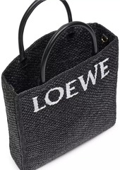 Loewe A4 Raffia & Leather Tote Bag