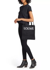 Loewe A4 Raffia & Leather Tote Bag