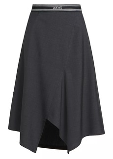 Loewe Asymmetric Wool-Blend Midi-Skirt