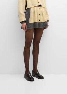 Loewe Bicolor Knit Button-Front Mini Skirt