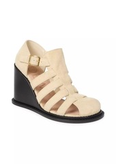 Loewe Campo 90MM Brushed Suede Wedge Sandals