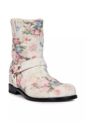 Loewe Campo Floral Brushed Suede Biker Boots