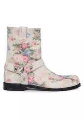 Loewe Campo Floral Brushed Suede Biker Boots