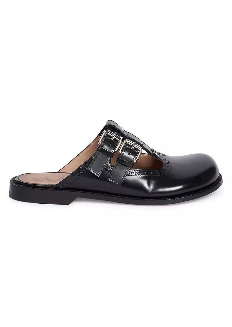 Loewe Campo Leather Cut-Out Mules