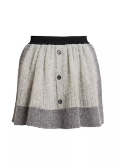 Loewe Colorblocked Wool Knit Miniskirt