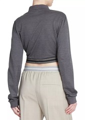 Loewe Cotton & Silk-Blend Cropped Long-Sleeve Polo Shirt