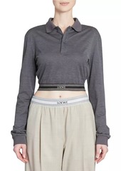 Loewe Cotton & Silk-Blend Cropped Long-Sleeve Polo Shirt